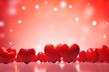 romantic red love hearts on Love background, AI Generative.