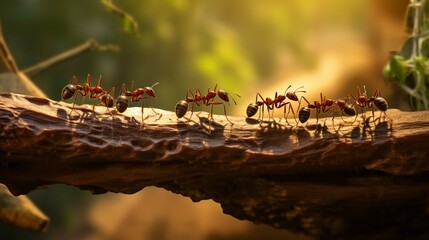 
Teamwork, team of ants costructing bridge photography