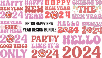Naklejka na ściany i meble retro happy new year design bundle