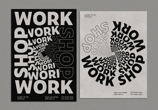Set of Creative Posters Design Layout with Staked Bold Typography
