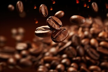 Fototapeta premium Coffee Symphony: Dancing Coffee Beans.