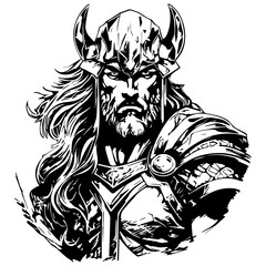 Thor god of thunder. Son of Odin.  Thor vector graphic. - obrazy, fototapety, plakaty
