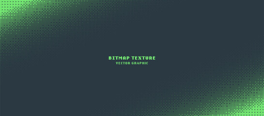 Dither Pattern Bitmap Texture Tilted Border Vector Abstract Background. Glitch Screen With Flicker Pixels Effect Panoramic Illustration. 8 Bit Pixel Art Retro Video Arcade Game Green Backdrop