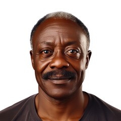 Fototapeta premium middle aged african man male with mustache . white background. generative ai