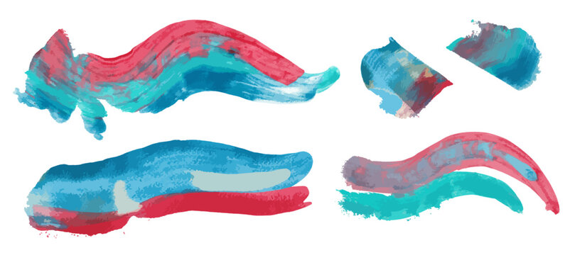 Conjunto de trazos de pincel. Trazo abstracto fluido con pintura acr&iacute;lica. Trazo de pincel colorido. Textura de pincel y pintura dibujada a mano con colores alegres 