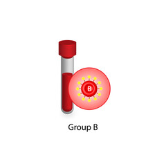 B blood group. Blood donation. Red blood cell. Vector illustration.