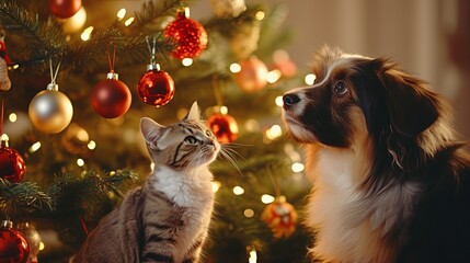 Pet Assisting in Tree Decoration
