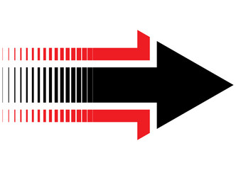 Vector red and black arrow. Pointer. Navigation. Modern pattern. Vector background.
