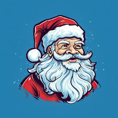 santa claus on blue background vector logo