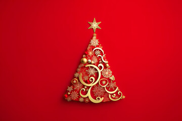 Christmas decorations and gifts on a merry background, setting the stage for New Year celebrations
