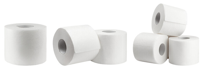 Toilet paper isolated on white background, full depth of field