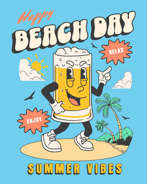 Mascot Beer - Summer Vibes Vector Art, Illustration and Graphic