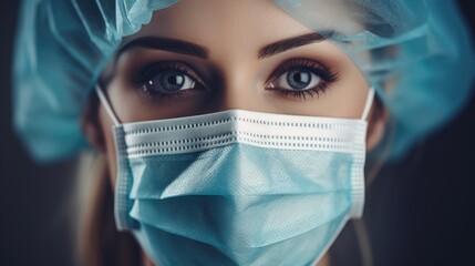 Doctor medic wearing protection medical mask on face wallpaper background - Powered by Adobe