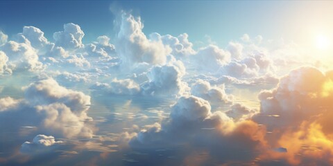 Clouds and Atmospheric Patterns, from Wispy Cirrus to Billowing Cumulus, Creating an Ethereal Dance in the Dynamic Canvas of the Celestial Landscape - obrazy, fototapety, plakaty