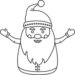 Santa Claus vector linear icon. Christmas outline design, black xmas silhouette with hat isolated on white background. Coloring page. Editable stroke. Winter holiday illustration
