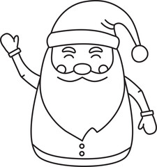 Santa Claus vector linear icon. Christmas outline design, black xmas silhouette with hat isolated on white background. Coloring page. Editable stroke. Winter holiday illustration