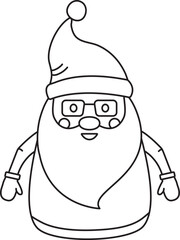 Santa Claus vector linear icon. Christmas outline design, black xmas silhouette with hat isolated on white background. Coloring page. Editable stroke. Winter holiday illustration