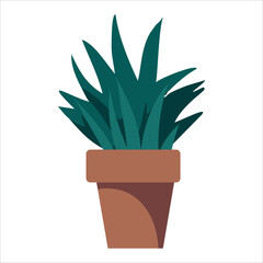 Indoor plant in a pot. decoration for a cozy home. Everyday life. Vector illustration on a blue background.