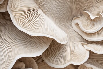 a close up of a mushroom with wavy lines, layered veneer panels, tactile texture, made of cardboard