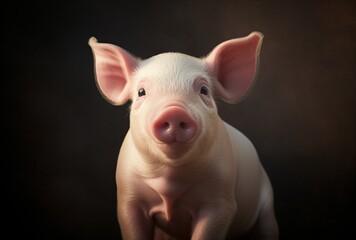 a close up of a white pig staring into the dark, portraits with soft lighting, medium format lens, dark pink and light brown