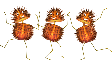 Datura seeds transformed into dancers holding hands