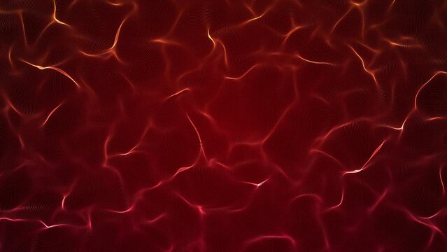 Abstract background concept of red mesh wire simulating organic motion waves. Technology, science and abstract motion background