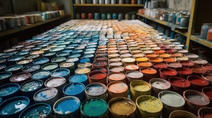 Assortment of various paint in a can for painting.