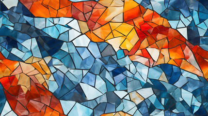 Modern abstract mosaic art with glass pieces, seamless texture