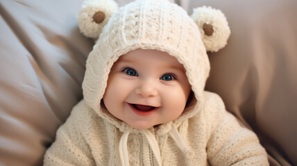 Fototapeta na wymiar Cute smiling baby, AI Generative.