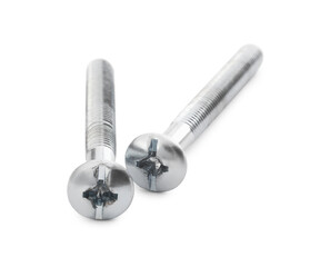 Metal bolts isolated on white. Hardware tool