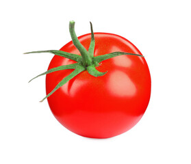 One red ripe tomato isolated on white