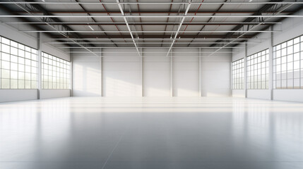 Empty Clean Warehouse, Sunlight, Generative AI