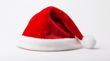 Christmas hat on a white background, front view.