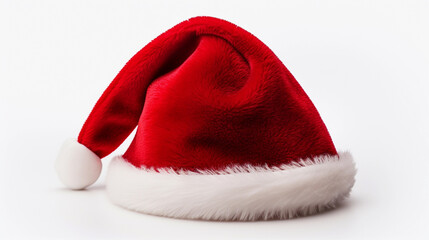 Christmas hat on a white background, front view.