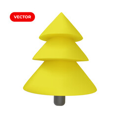 Realistic Christmas tree. 3d render glass texture. Xmas ornaments for decoration. Poster, cover, background. Vector illustration