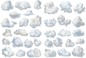 set of clouds Isolated on transparent background