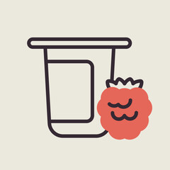 Yogurt cup with flavor raspberry vector icon