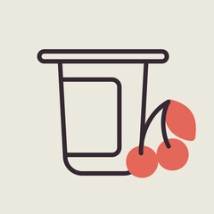 Yogurt cup with flavor cherry vector icon