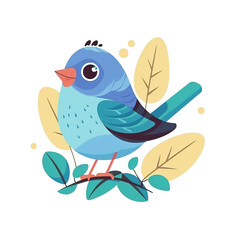 Obraz premium blue bird on branch, isolated on white background, canva, png, cutout