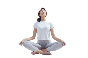 A woman practicing yoga, meditating outside, fresh air, Morning Meditation, blue sky