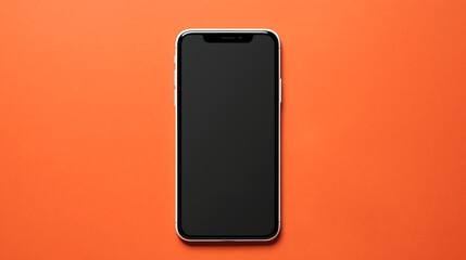 black blank phone on orange background product mockup