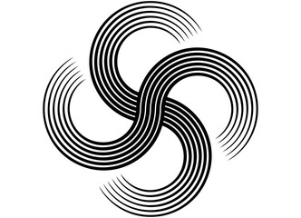 Vector pattern of swirling black lines on a white background. Abstract propeller. Trendy vector background.