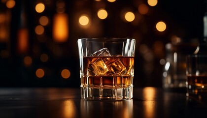 Whiskey drink, alcohol at the bar