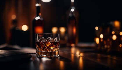 Whiskey drink, alcohol at the bar
