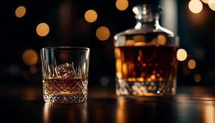 Whiskey drink, alcohol at the bar