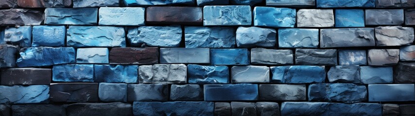 Blue Brick Wall with Depth and Texture