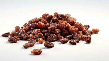 Obraz premium Raisins in wooden bowl isolated on white background