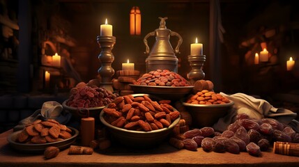 Ramadan food mosque background Concept