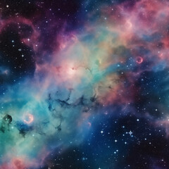 Naklejka premium Starry cosmic sky. Space background created with Generative Ai technology