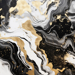Black and white marble wall texture with gold foil. Abstract background created with Generative Ai technology